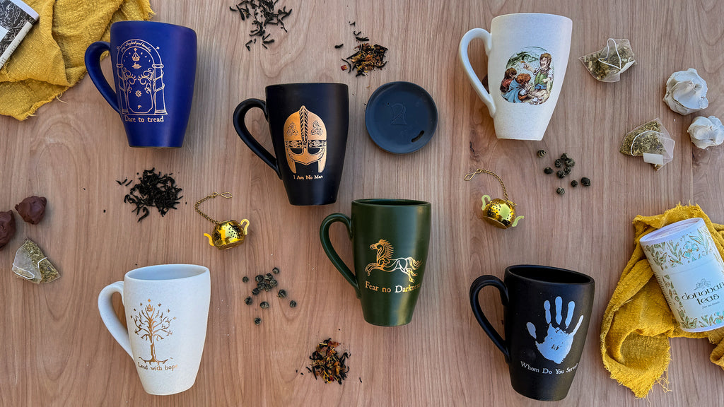 Donovan Pottery Hero Mugs 22k Gold Handmade Travel Mugs and Fine Loose Leaf Tea